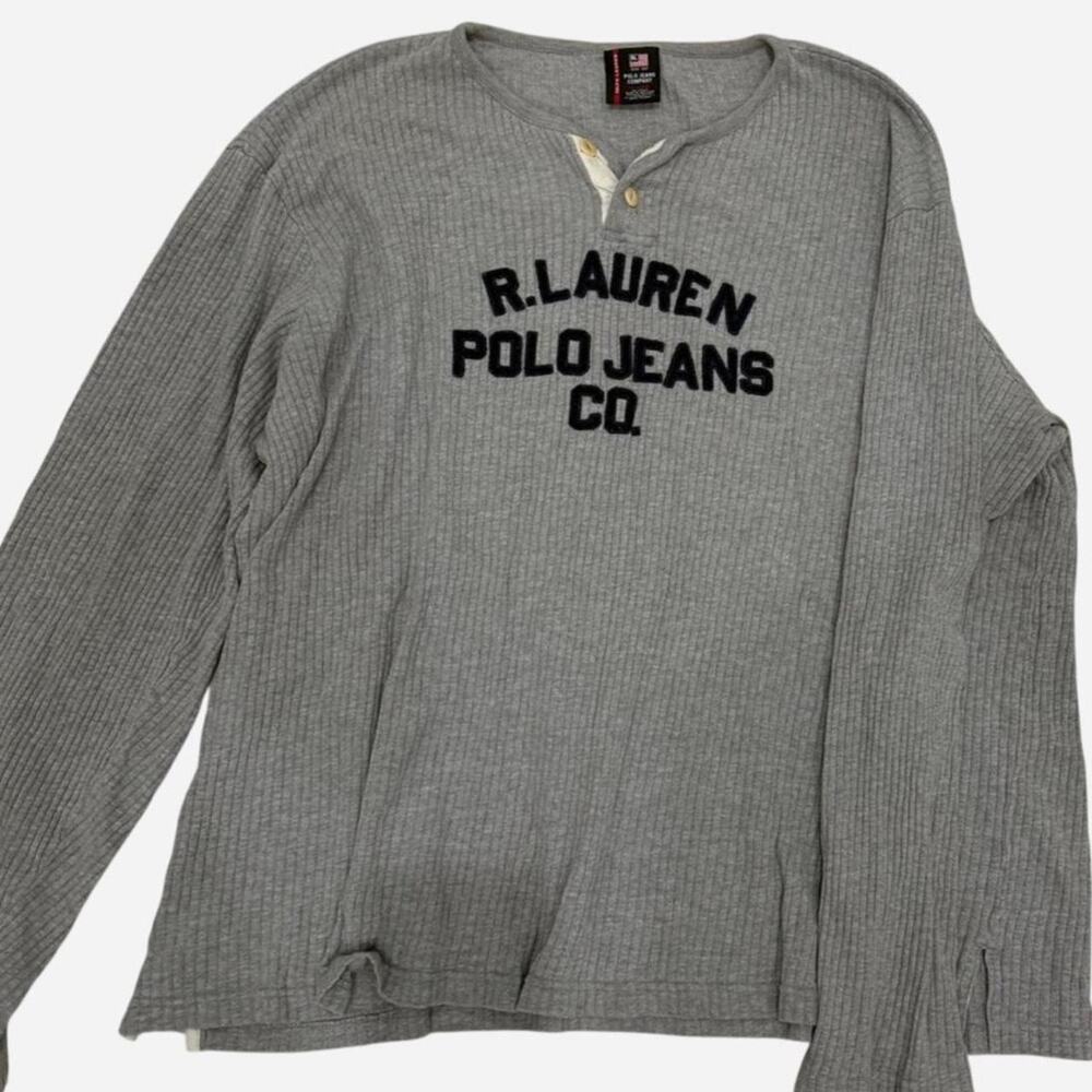 Gray Polo Ralph Lauren long sleeve shirt with a relaxed fit size X-Large